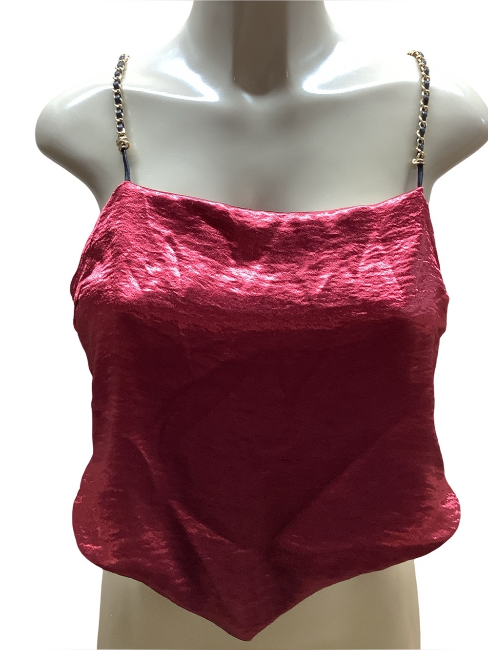 Just Polly New York Size Medium Spaghetti Strap Crop Top With Back Tie, Preloved